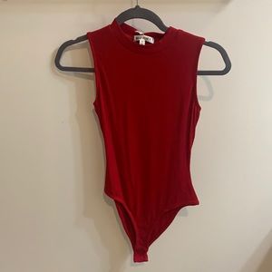 Red fitted tank bodysuit